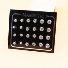 12 件 4 毫米、5 毫米、6 毫米白水晶磁性耳钉，非穿孔磁性耳环套装 - 白色 - 查看 13