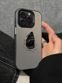 1入組恐怖鯊魚圖案黑色手機殼 - 黑色 - 查看 1