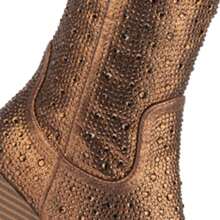 Botas vaqueras metálico color bronce con pedrería, mod. 1085422 - Bronce - Ver 3