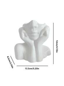 1 Pieza Florero De Resina Con Diseño De Cara Humana, Decoración De Hogar Minimalista Estilo Nórdico, Accesorio Para Arreglos Florales