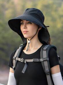 Neuer Damen Sonnenhut Mit Nackenschutz Für Sommer Outdoor-aktivitäten, Breitkrempige Anglerkappe Für Wandern Und Strand - Verschiedenfarbig - Übersicht 2