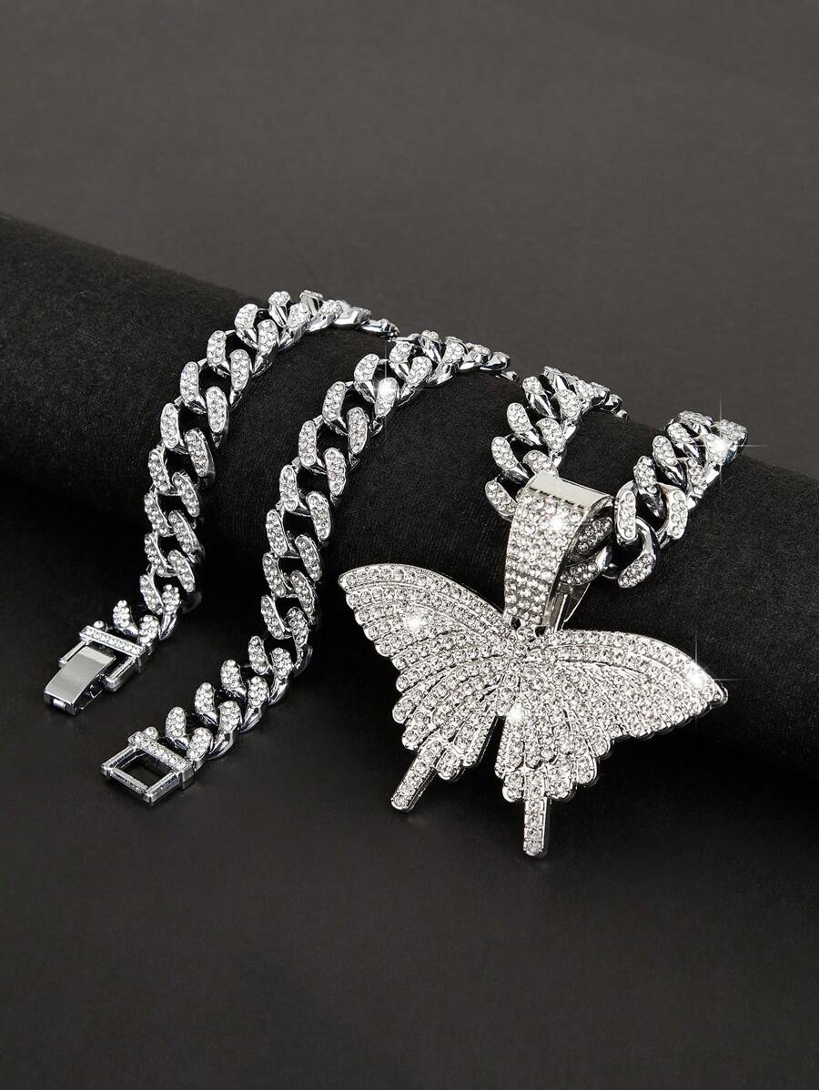 1pc Fashionable Zinc Alloy Butterfly Animal Pendant Necklace, Suitable For Men Daily Wear - Butterfly - View 1