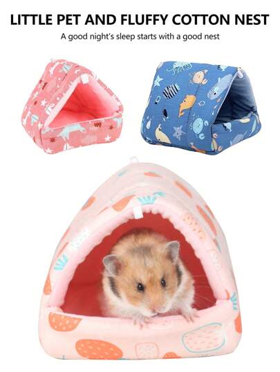 Saco de dormir quente de inverno para hamster, ninho de rede pendurado para gerbilos, chinchilas, papagaios