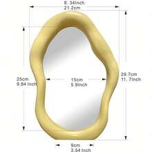 1pc Cloud Shaped Asymmetric Tabletop Mirror, Vintage Bauhaus Style Decorative Mirror For Dressing Table - Yellow - View 7