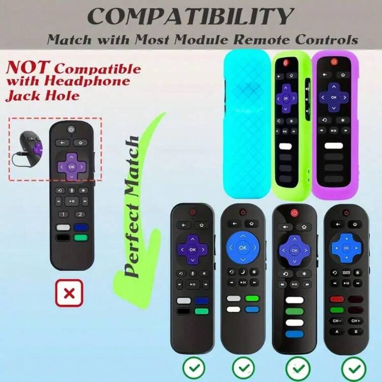 适用于 Roku TV Express 4K+ 高清流媒体棒 4K Premiere Stream Bar Soundbar LE SE 流媒体播放器设备的硅胶遥控器保护套，带夜光功能和挂绳，适用于 Roku 电视遥控器/Roku 简易遥控器/Roku 语音遥控器（不带耳机插孔），可用于学校、办公室、家庭、旅行、包袋、收纳、返校用品、隔热、闺蜜节、小狗、嘉年华、派对装饰。 - 彩色 - 查看 3