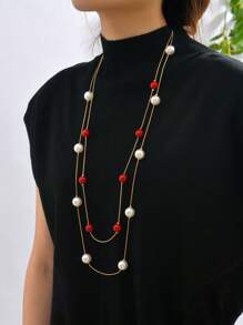 1入組時尚石頭裝飾長項鍊適用於女士日常裝飾