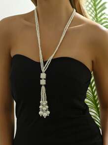 1入組時尚石頭裝飾長項鍊適用於女士日常裝飾