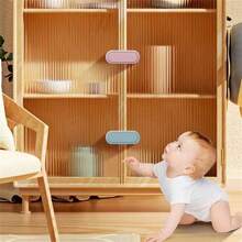 8pcs Children Locks For Drawer, Cabinet Door, Baby Finger Pinch Guard, Invisible Lock For Double Door, Wardrobe, Appliance With Short Lock - Green - View 2
