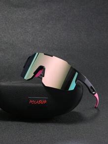 0150688630001-X9337 1pc Men's Pink Multi-Material Mechanic Mask Shape Fashion Glasses For Outdoor Cycling Sports (With EVA Case, Cleaning Cloth & Glasses Strap) Beach Accessories Glasses Shades Looks Street Style And Suit For Sweater Jacket Sweatshirt Hoodie Leather Pants And Cargo PantsY2K Festival For Summer Beach Vacation, Outdoor, Travel