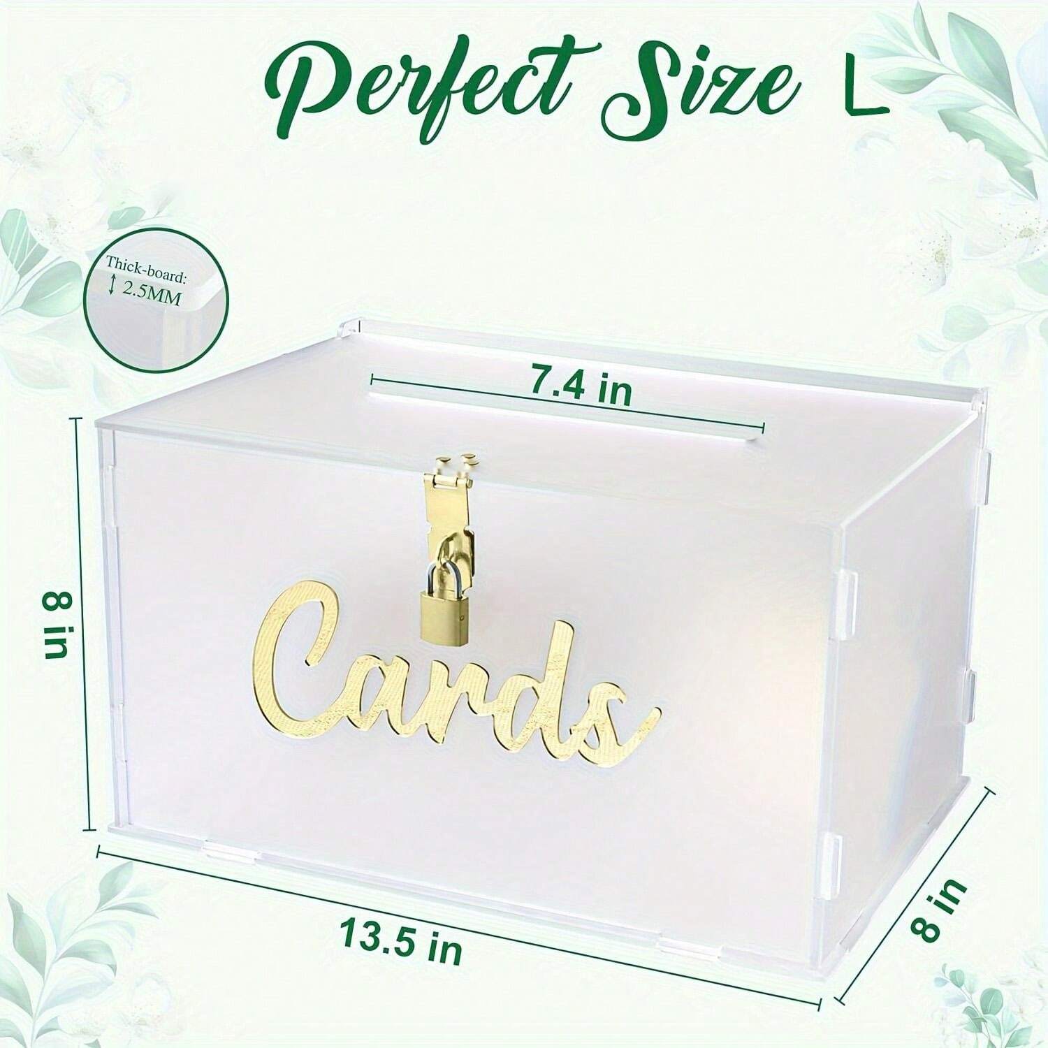 1pc Frosted Card Box With Lock, Matte Acrylic Wedding Card Box With