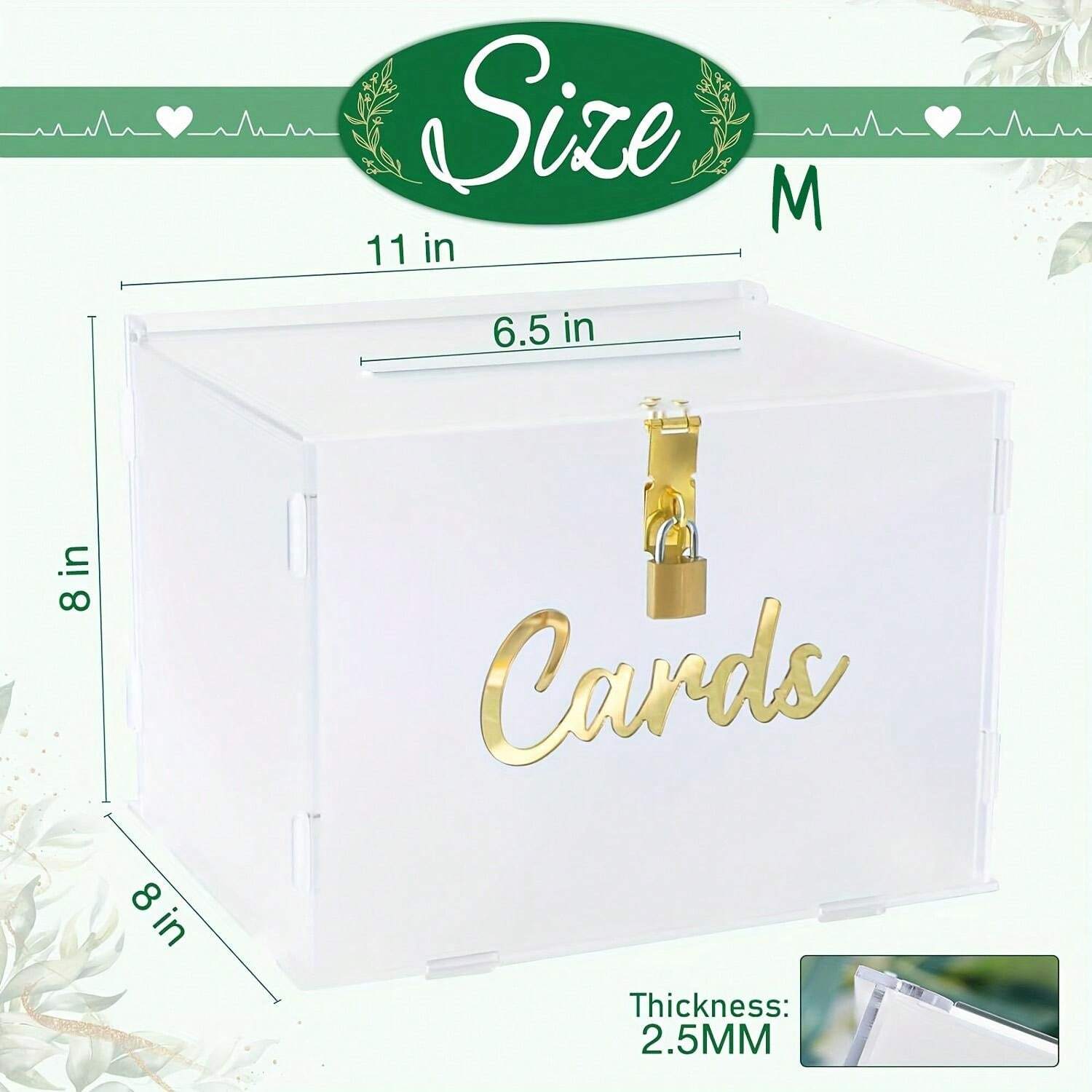 1pc Frosted Card Box With Lock, Matte Acrylic Wedding Card Box With