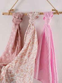 Happy Flute 3 Packs Set Muslin Soft Baby Wrap Swadding Blanket 120*110cm Love Valentine - Multicolor - View 6