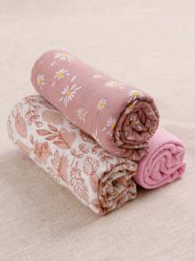 Happy Flute 3 Packs Set Muslin Soft Baby Wrap Swadding Blanket 120*110cm Love Valentine - Multicolor - View 3