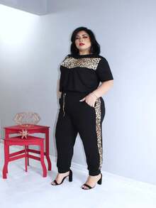 Plus Size Co-Ords - 黑色美洲虎 - 查看 3