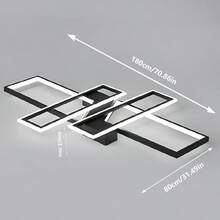 Modern LED Chandelier Light For Living Room Bedroom Kitchen Home Ceiling Lights Remote Control Rectangle Black Light Fixtures - Black - View 7