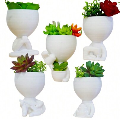 Vaso Suculenta Robert Plant Bob - Kit Com 5 Vasos Suculentas - KIT 4 - EXCLUSIVO DECORE A SUA CASA