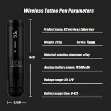 Máquina De Tatuaje Rotativa Inalámbrica K3 Máquina De Pluma De Tatuaje Permanente Pmu Con Pantalla Lcd Para Principiantes Y Artistas De Tatuajes - Negro - Ver 4