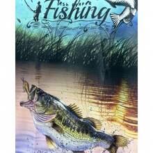 PRO THOR Áo thun câu cá tay ngắn in hình phong cảnh thoáng khí phong cách bạn trai dành cho nam - Xanh và trắng - Xem 4