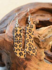 26入組西式老豹印花柔軟雙面皮革耳環,帶英文字母,適合女性 - 皮革耳環 - 查看 26