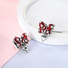 1 chiếc vòng cổ mặt dây chuyền hình trái tim lấp lánh màu bạc cổ điển tráng men đỏ phong cách công chúa hạt trang sức làm đồ trang sức cho phụ nữ quà tặng cho con gái ngày lễ tình nhân - Bạc - Xem 3