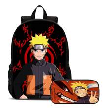 Mochila Escolar Com Estojo Kurama Raposa De 9 Caudas Akatsuki Anime