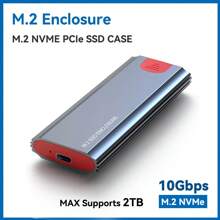 M.2 NVMe SSD Enclosure Adapter Tool Free Aluminum Case USB 3.1 Gen 2 10Gbps To NVMe PCIe External Enclosure For M2 NVMe SSD Support Up To 2TB W308 - Grey - View 2