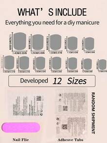 24 件短方形淺粉色假指甲帶白色法式尖頭,包括 1 支果凍膠、1 個指甲銼 - 彩色 - 查看 4