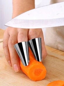 2pcs Peeler For Edamame, Chestnut, Nuts, Chicken Claws & Vegetables With Protective Hand Guard And Iron Fingertip Caps - Silver - View 6