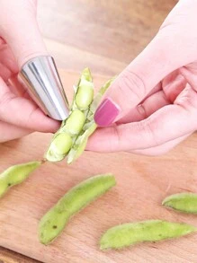 2pcs Peeler For Edamame, Chestnut, Nuts, Chicken Claws & Vegetables With Protective Hand Guard And Iron Fingertip Caps - Silver - View 3