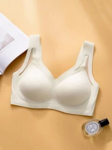 Comfortable Women's Bra Without Underwire Push Up Plus Size - Champagne - View 5