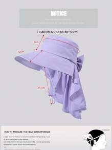 1pc Women's Spring/Summer Outdoor Wide Brim Sun Hat, Korean Fashion Poncho Style With Hole For Ponytail - Multicolor - View 5