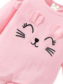 Nika Baby Macacão bebê menina puro algodão coelha rosa - Rosa Bebê - Visão 3