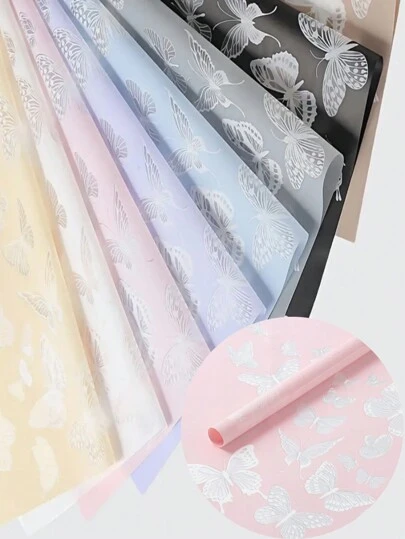 10 张/20 张蝴蝶印花果冻防水花卉包装纸，花店花束用品，玫瑰花 DIY 工艺，适用于情人节、母亲节、父亲节、复活节、婚礼、生日派对和其他礼品包装