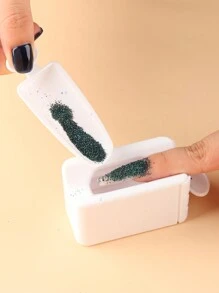 White Double Layer Powder Recycling Storage Box Nail Manicure Tool Glitter Sequin Collection Portable Container DIY Accessory Supplies,Nail Supplies,Nail Tools,Nail Art Tools,Back To School,Nails,Nail Tools For Press On Nails - White - View 2