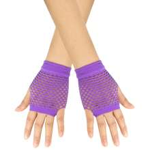 1 pieza Guantes cortos de red para mujer, estilo nocturno del club punk con multicolor, sexy, elásticos, vaciados y con moño al estilo europeo y americano