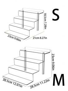 1pc Multilayer Acrylic Stair-Style Display Stand For Dolls, Models, Cars, Collectibles, Jewelry, Storage Organizer - Clear - View 2