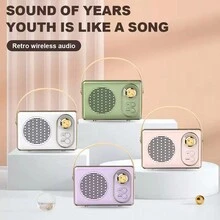 1 Miếng Phong cách Retro Cái Loa , Mini Có thể mang đi Kinh điển Retro Máy nghe nhạc Loại C Không dây Micrô Karaoke Với Cái Loa Âm thanh nổi Đối với Hát - màu xanh lá - Xem 2