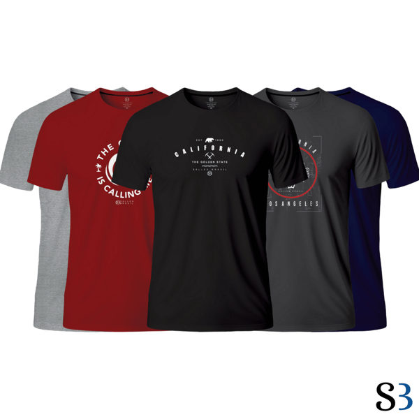 Kit 5 Camisetas Camisas Masculinas 100% Algodão Estampadas P ao GG e Plus Size G1 ao G9