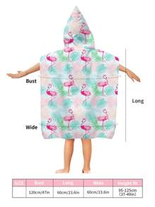 1 pieza Poncho de baño con capucha estilo dibujo animado Ren, toalla de playa personalizada y adorable de fibra ultra fina para niñas, toalla de secado rápido y absorbente para nadar, viajar, playa, flores, flamencos, hojas de palma, sirena, decoración de boda de verano para el hogar y el baño, ropa de playa, regreso a la escuela