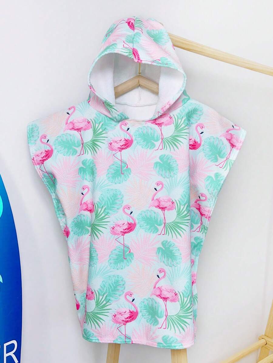 1 pieza Poncho de baño con capucha estilo dibujo animado Ren, toalla de playa personalizada y adorable de fibra ultra fina para niñas, toalla de secado rápido y absorbente para nadar, viajar, playa, flores, flamencos, hojas de palma, sirena, decoración de boda de verano para el hogar y el baño, ropa de playa, regreso a la escuela