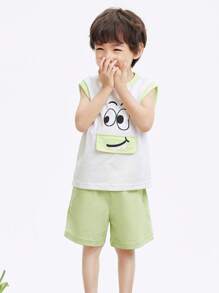 Balabala Baby Short Sleeve Set Boys' Quick-Drying T-Shirt Summer Pants Stylish And - Green - View 1