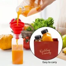 1/5 件防漏透明塑料果汁瓶，散装容器，带黑色防篡改盖，适用于果汁、牛奶和其他饮料、水瓶，适用于户外、露营