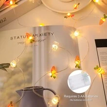 3米led銅線兔&胡蘿蔔造型復活節裝飾燈串,配有3d電池盒,適用於復活節房間&臥室裝飾