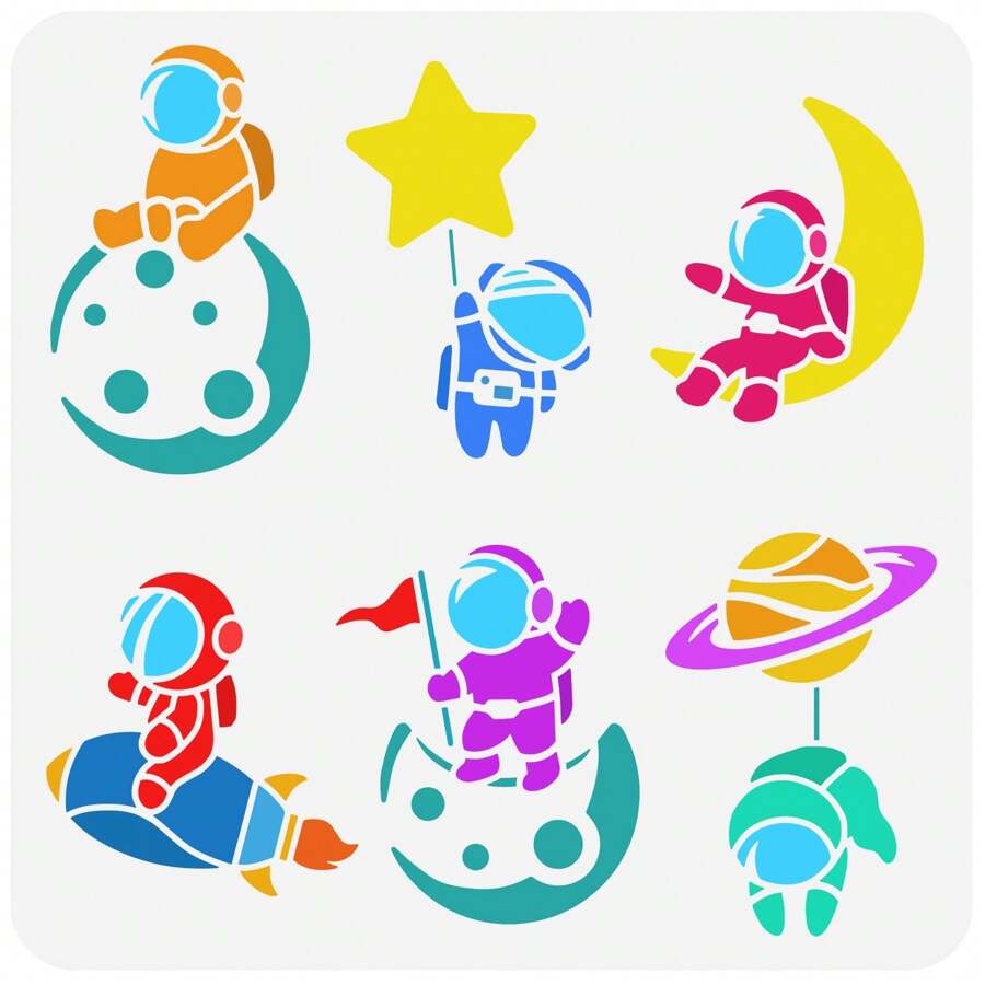 1 件可重复使用的太阳系行星绘画模板，11.8x11.8 英寸塑料太空行星图案绘画模板，适用于墙壁、木材、家具 DIY 工艺品
