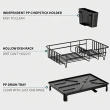 Single-Layer Iron Dish Drying Rack With Cutlery Holder And Drip Tray, Suitable For Kitchen Countertop Storage Rack, Kitchen Accessories