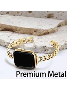 1Pc The New Simple Buckle Metal Chain Strap AppleWatch Band Straps, Apply To AppleWatch Band 10/8/9/7/6/5/4/3/2/1 Series Straps, And Watch Band Ultra40mm 38/40/41/42/44/45/46/49mm Women's Fashion Bracelet Accessories. Best Gift For Girlfriend And Friends,Wearing It Is Neither Stuffy Nor Comfortable, Very Suitable For The Wrist,Only Strap, Excluding Watch And Case ﻿