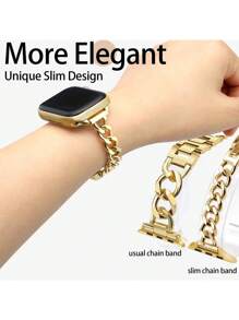 1Pc The New Simple Buckle Metal Chain Strap AppleWatch Band Straps, Apply To AppleWatch Band 10/8/9/7/6/5/4/3/2/1 Series Straps, And Watch Band Ultra40mm 38/40/41/42/44/45/46/49mm Women's Fashion Bracelet Accessories. Best Gift For Girlfriend And Friends,Wearing It Is Neither Stuffy Nor Comfortable, Very Suitable For The Wrist,Only Strap, Excluding Watch And Case ﻿