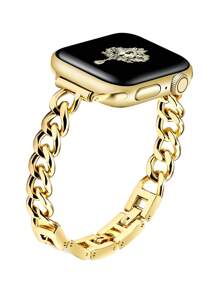 1Pc The New Simple Buckle Metal Chain Strap AppleWatch Band Straps, Apply To AppleWatch Band 10/8/9/7/6/5/4/3/2/1 Series Straps, And Watch Band Ultra40mm 38/40/41/42/44/45/46/49mm Women's Fashion Bracelet Accessories. Best Gift For Girlfriend And Friends,Wearing It Is Neither Stuffy Nor Comfortable, Very Suitable For The Wrist,Only Strap, Excluding Watch And Case ﻿