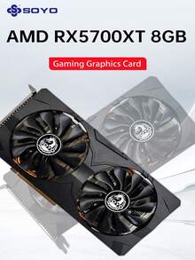 SOYO Card đồ họa chơi game AMD Radeon RX5700XT 8GB Bộ nhớ GDDR6 256Bit PCIEx16 4.0 Card màn hình RX 5700XT Linh kiện máy tính để bàn - màu đen - Xem 2