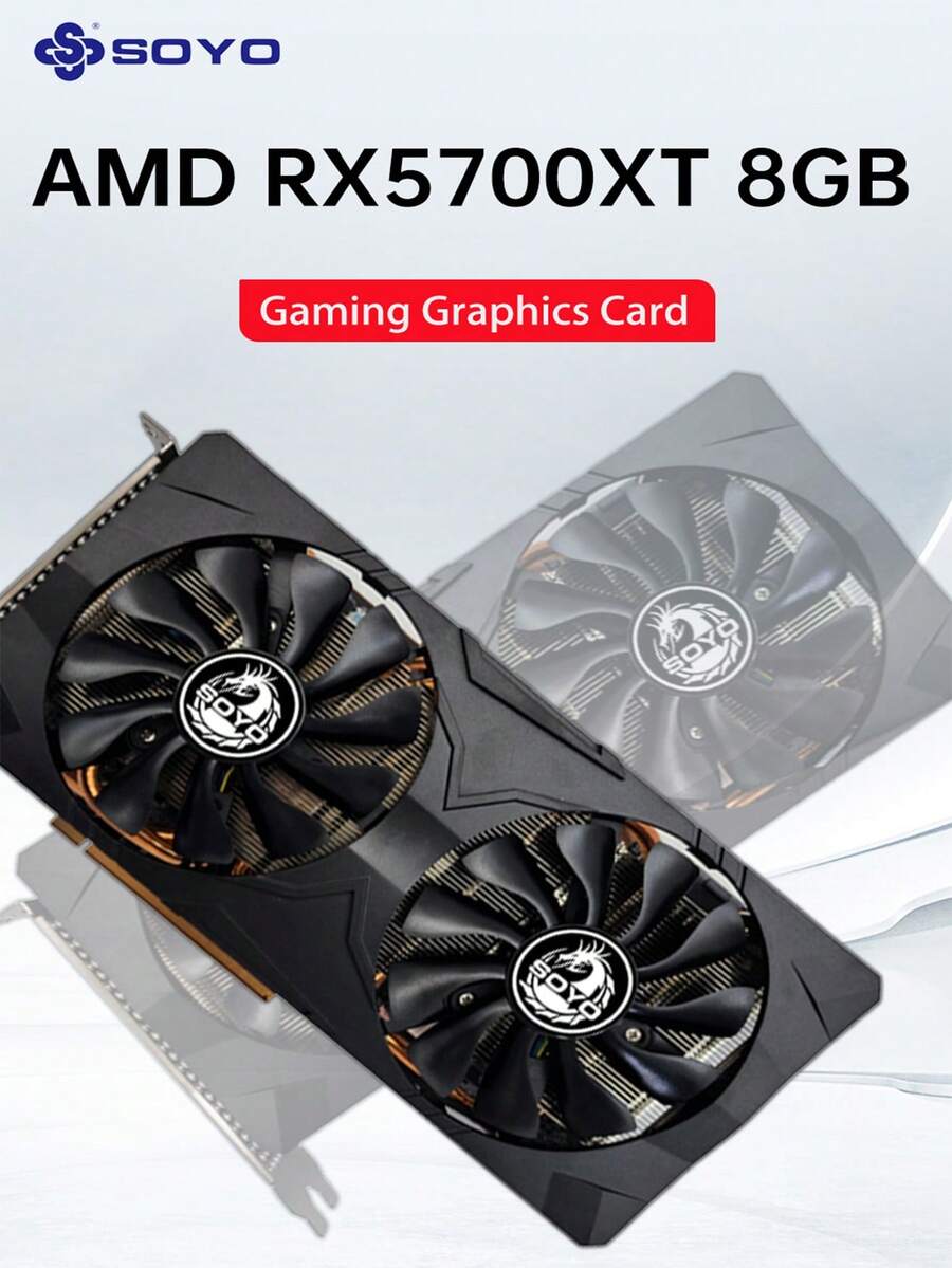 SOYO Card đồ họa chơi game AMD Radeon RX5700XT 8GB Bộ nhớ GDDR6 256Bit PCIEx16 4.0 Card màn hình RX 5700XT Linh kiện máy tính để bàn